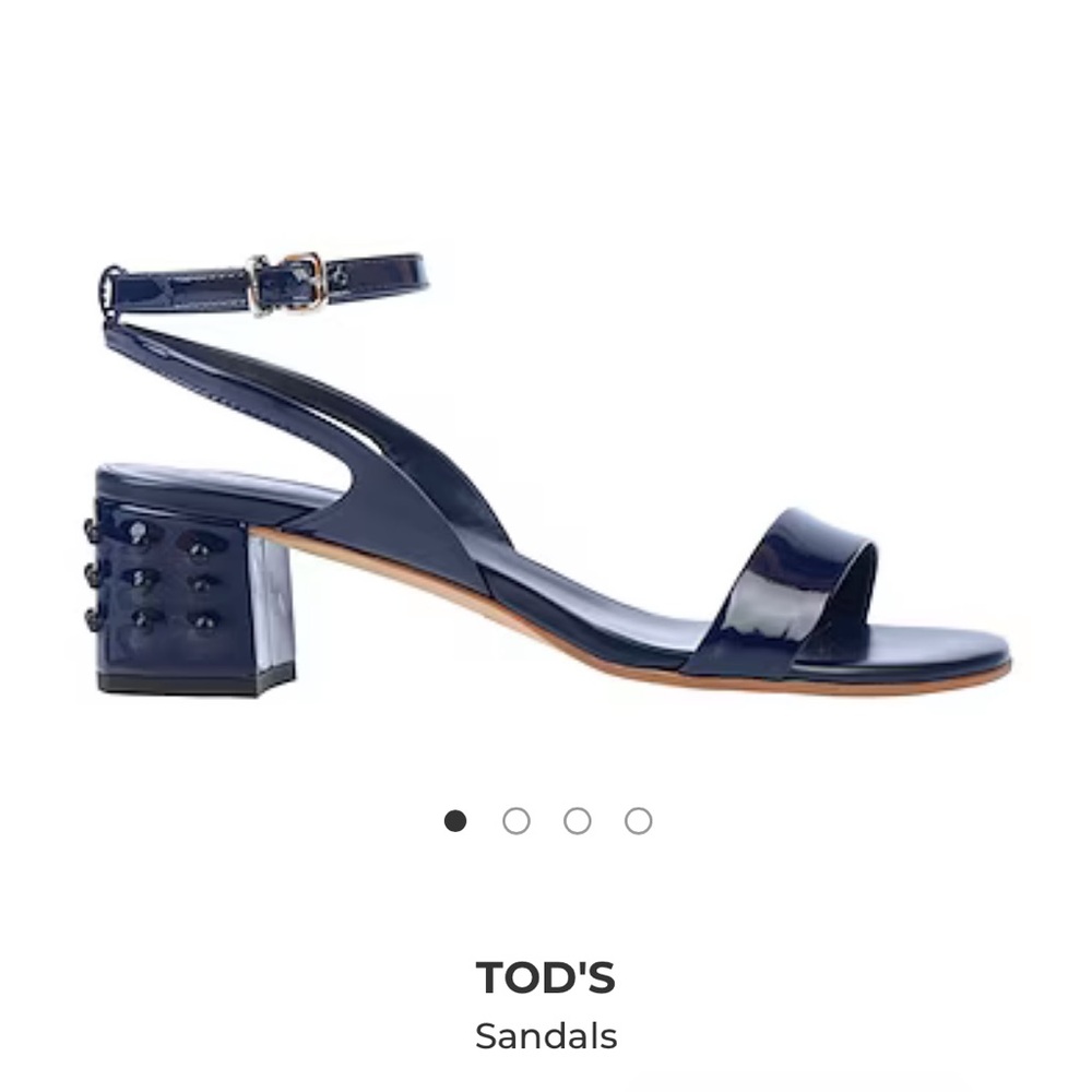 Tod's Navy Patent Leather Block-Heel Sandals
